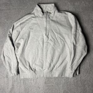 Organic Basics Grey Quarter Zip Pullover Sweatshirt Organic Cotton Size XL